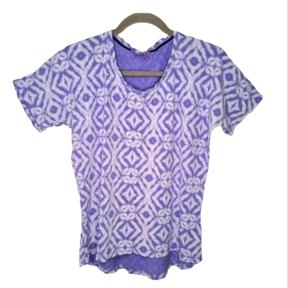 Fresh Produce Purple Geometric Hemp Organic Cotton Top Size Medium